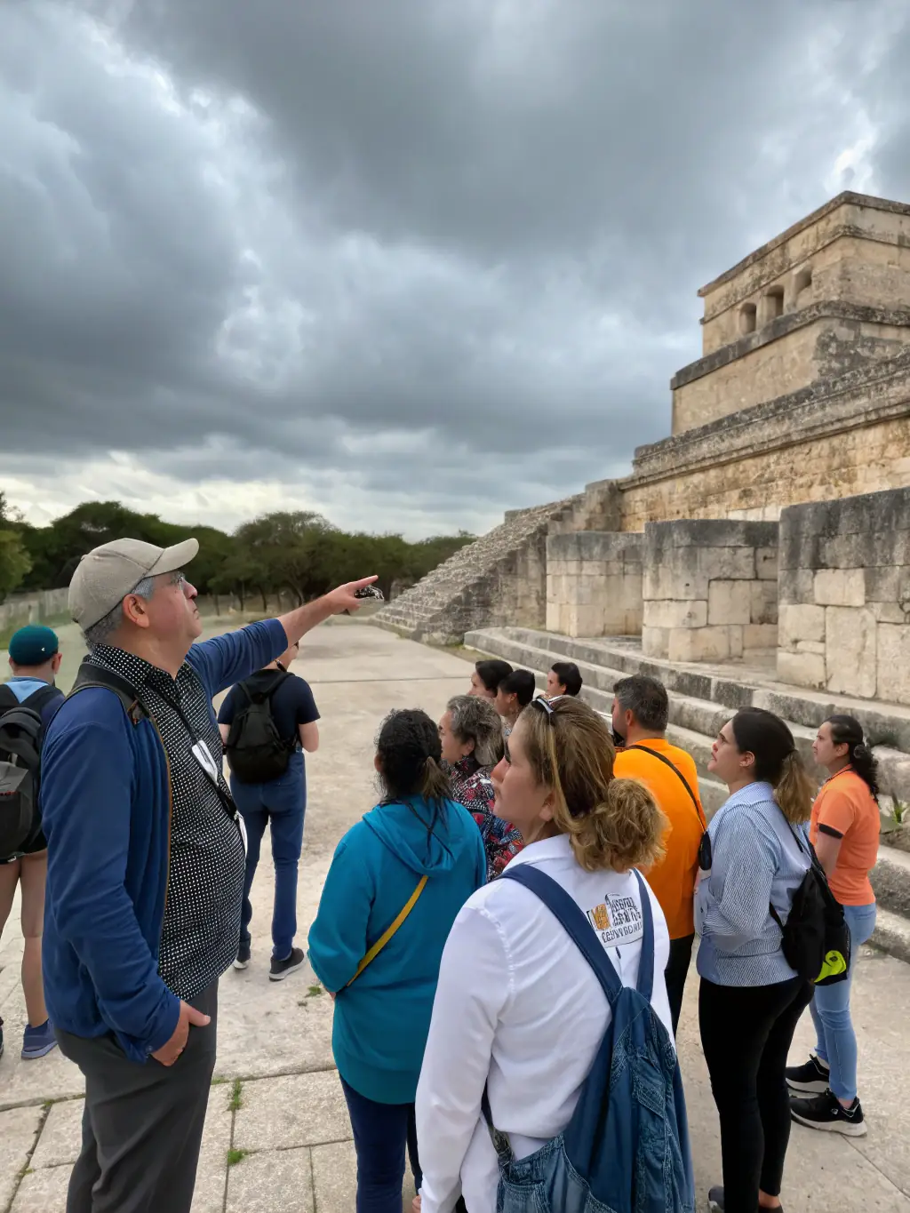 A photo of a guided tour through the historical parts of Crocq, with a knowledgeable guide explaining the significance of the landmarks.